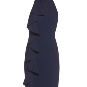 Eliza J Blue Asymmetrical Ruffled Cocktail Dress